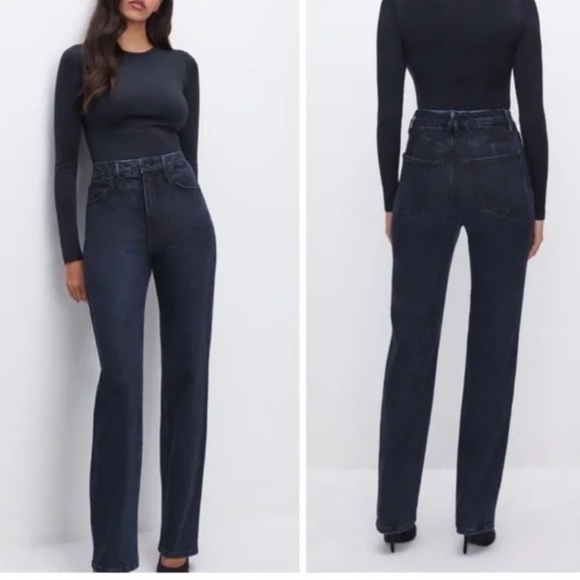 Good American Good Icon Indigo 544 Straight Leg Jeans Size 27 - Picture 3 of 15